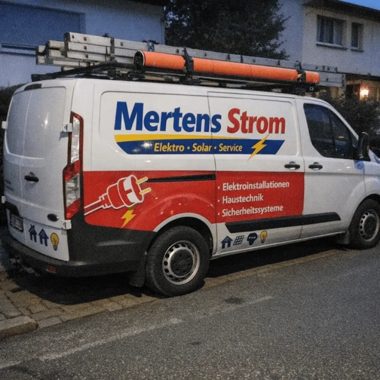 Voll ausgestattetes Servicefahrzeug von Mertens Strom für schnelle Einsätze