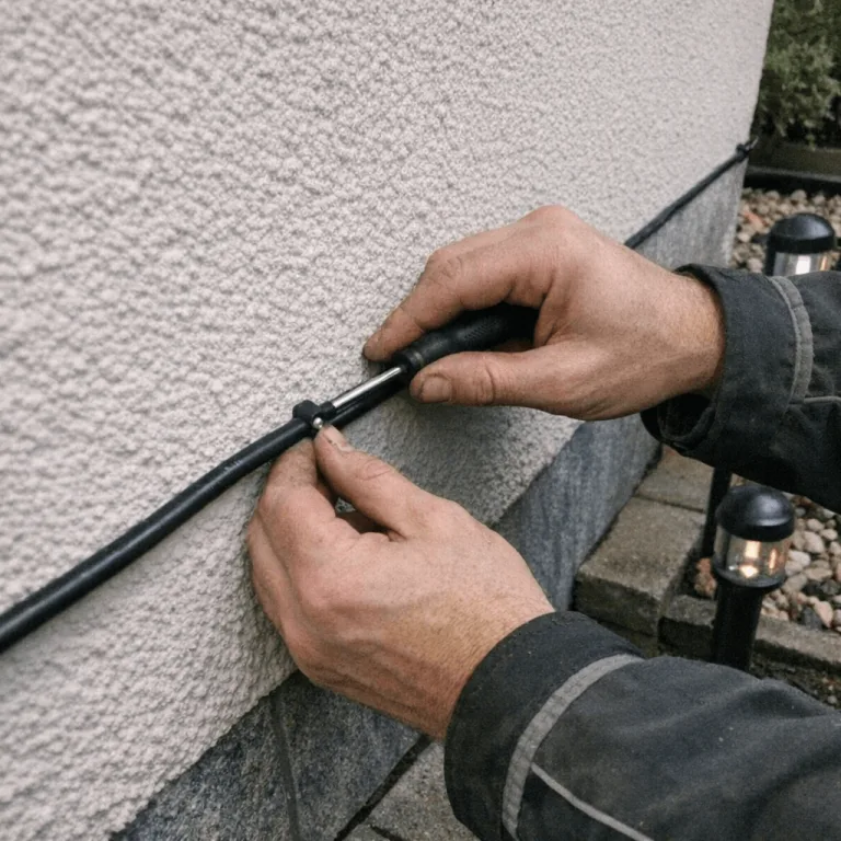 Saubere Verlegung eines Feuchtraumkabels für die Außenbeleuchtung auf der Terrasse