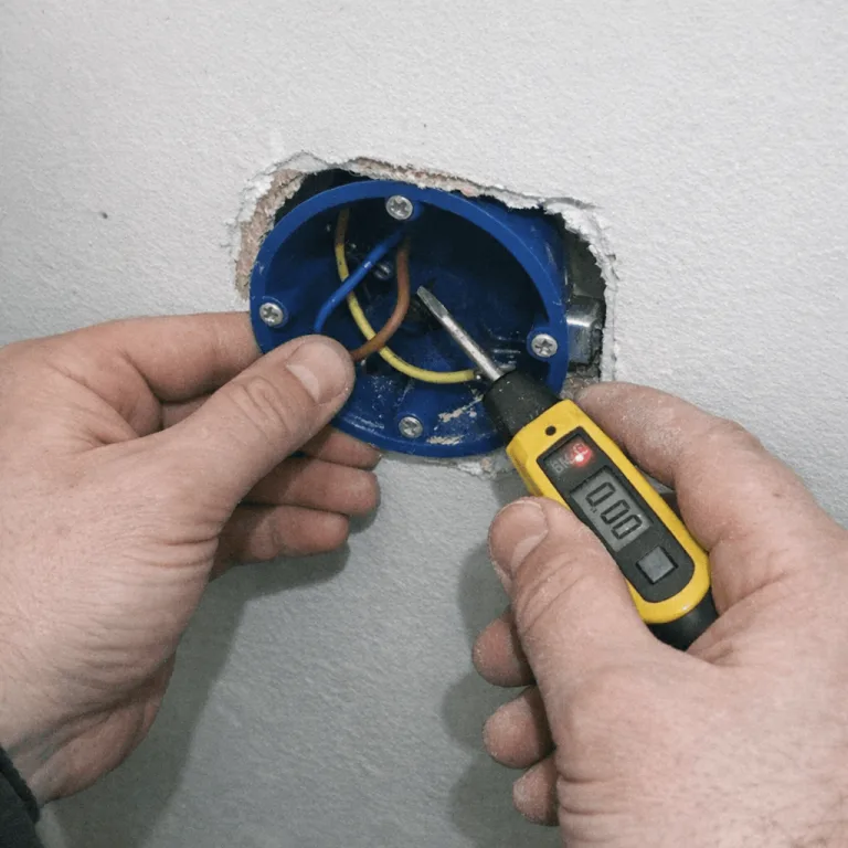 Montage und Überprüfung einer neuen Unterputzdose in einer Trockenbauwand